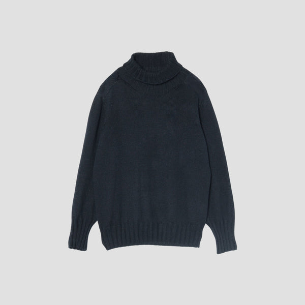 LINEN COTTON WIDE ROLL NECK KNIT
