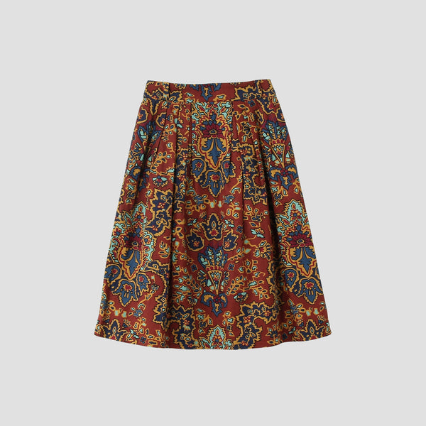 PAISLEY COTTON LINEN TWILL SKIRT