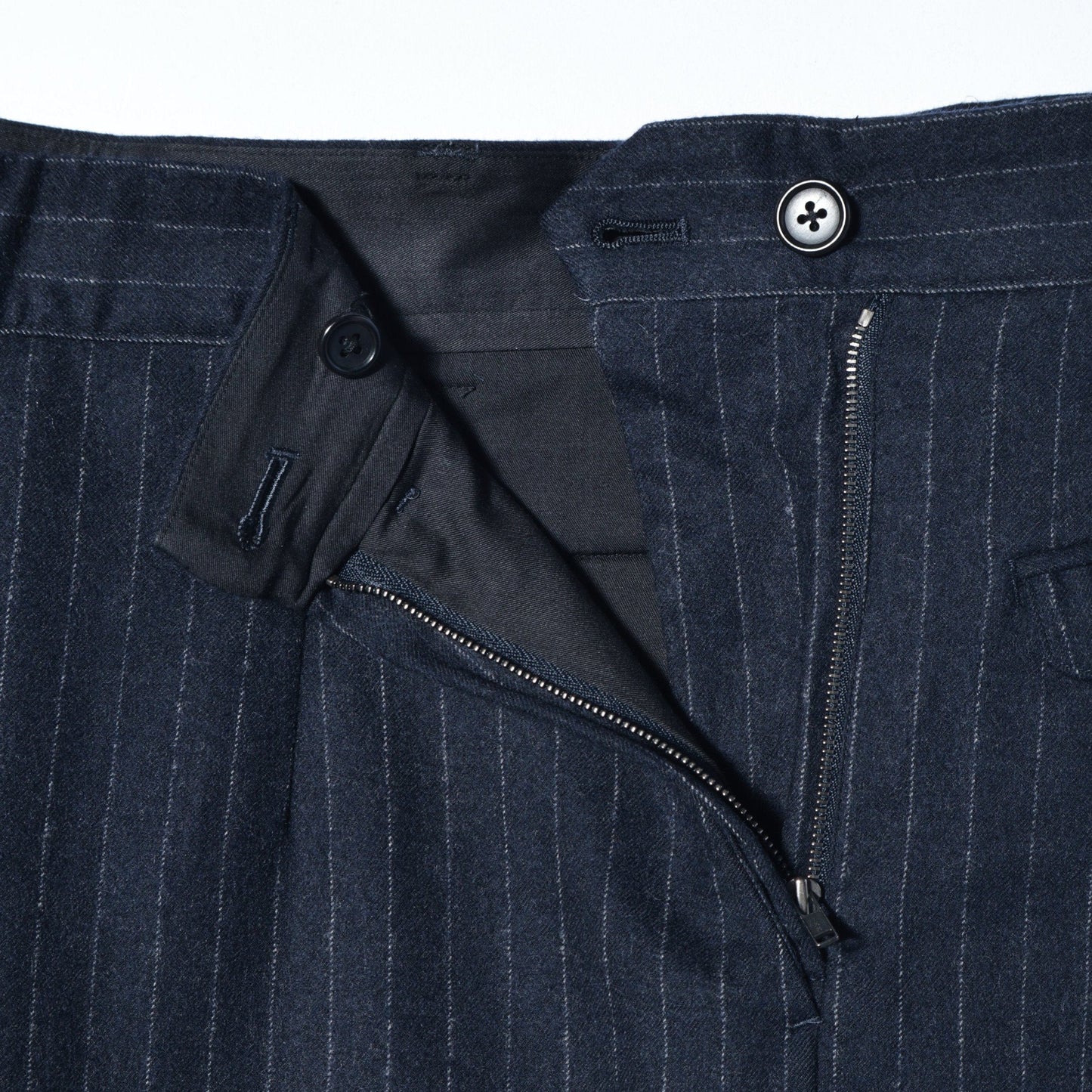 WORSTED WOOL PINSTRIPE TROUSERS