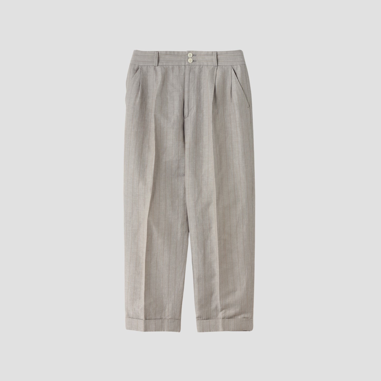 MORNING STRIPE COTTON LINEN TROUSERS