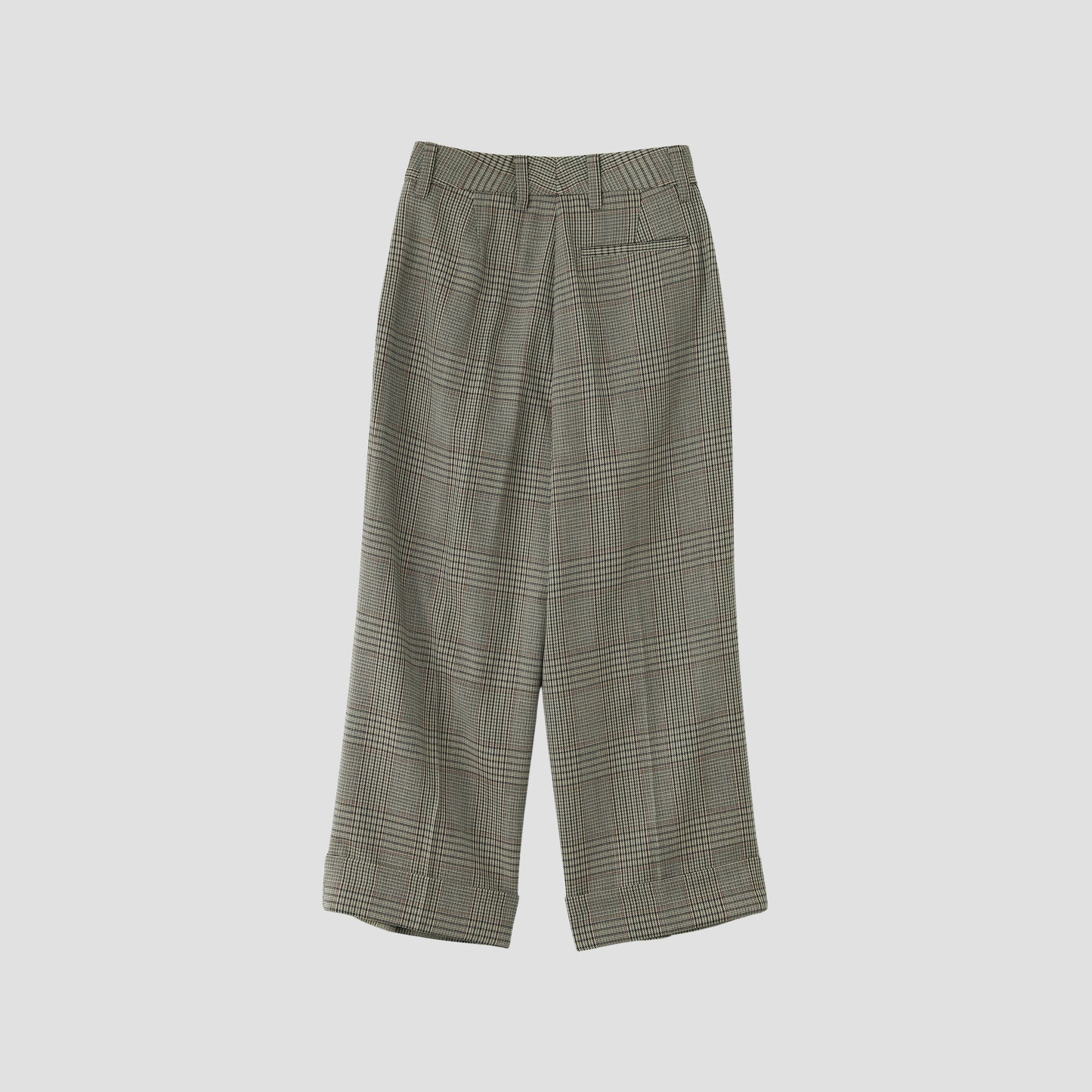 GLEN CHECK WOOL TWILL TROUSERS