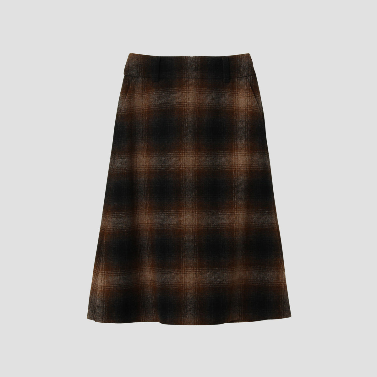 SHADOW CHECK WOOL SKIRT
