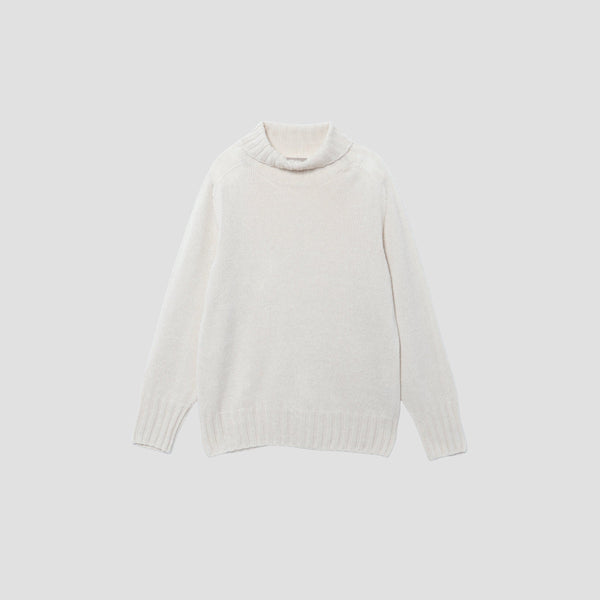 LINEN COTTON WIDE ROLL NECK KNIT