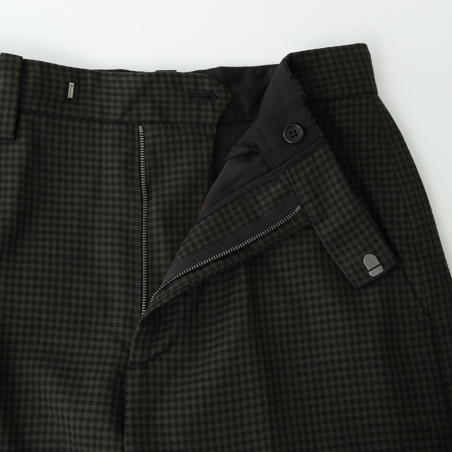 GINGHAM WOOL TWILL TROUSERS