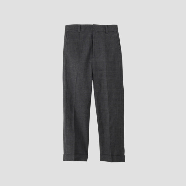 PRINCE OF WALES CHECK WOOL LINEN TROUSERS