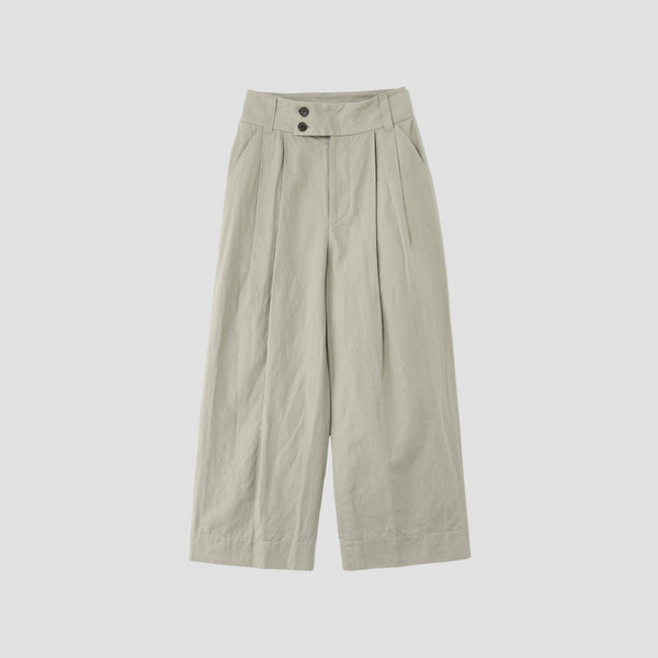 PLAIN WEAVE COTTON LINEN TROUSERS