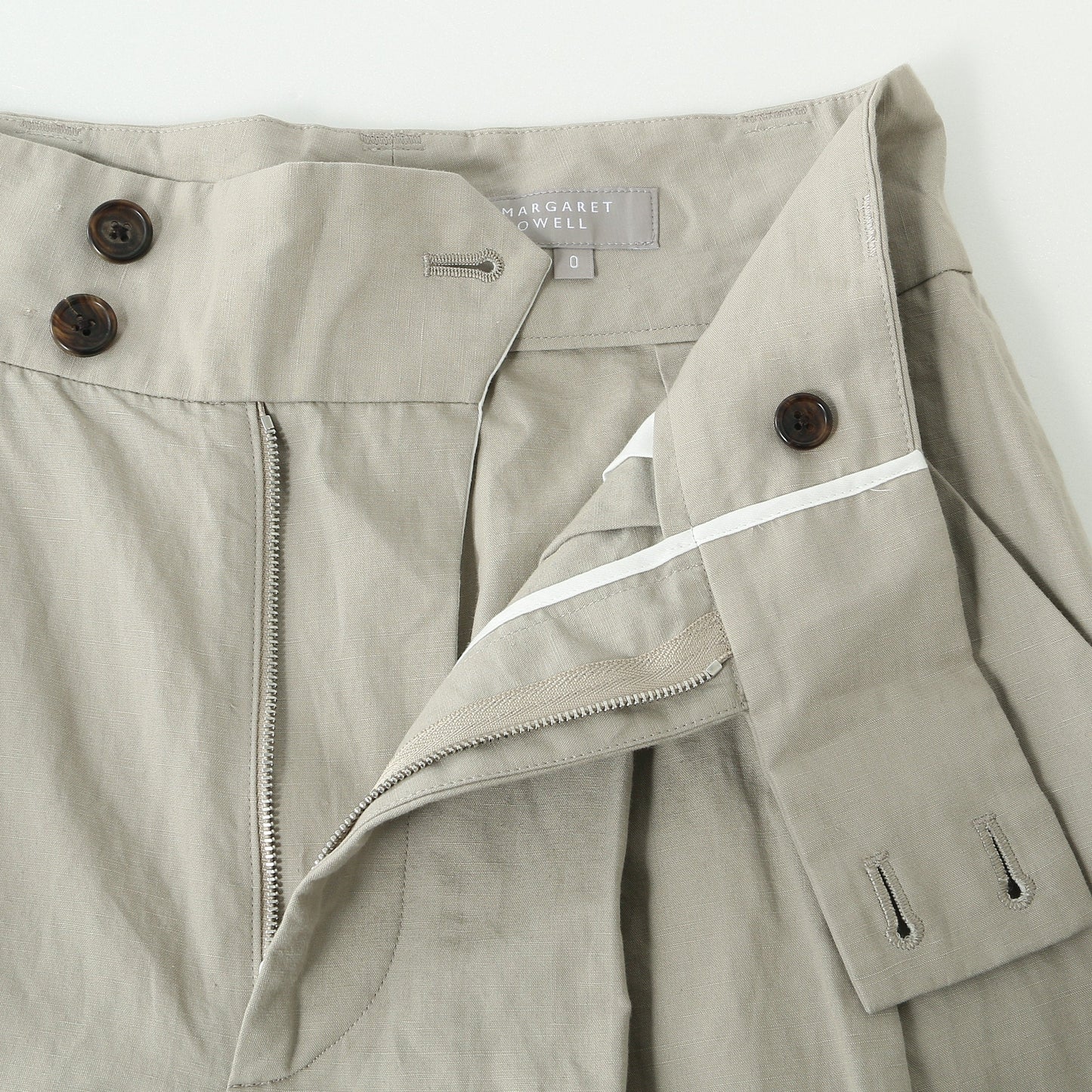 PLAIN WEAVE COTTON LINEN TROUSERS