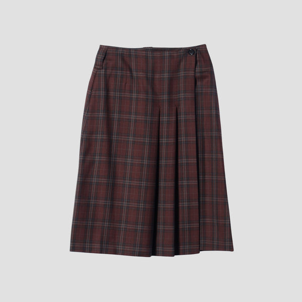TONAL CHECK WOOL SKIRT
