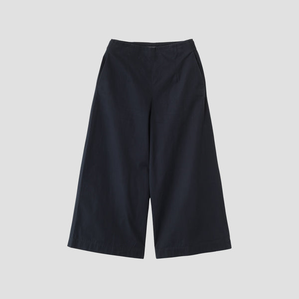 WASHED YARN DYE COTTON POPLIN TROUSERS