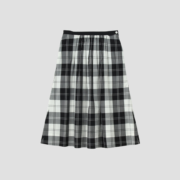 MONO CHECK SILK COTTON SKIRT
