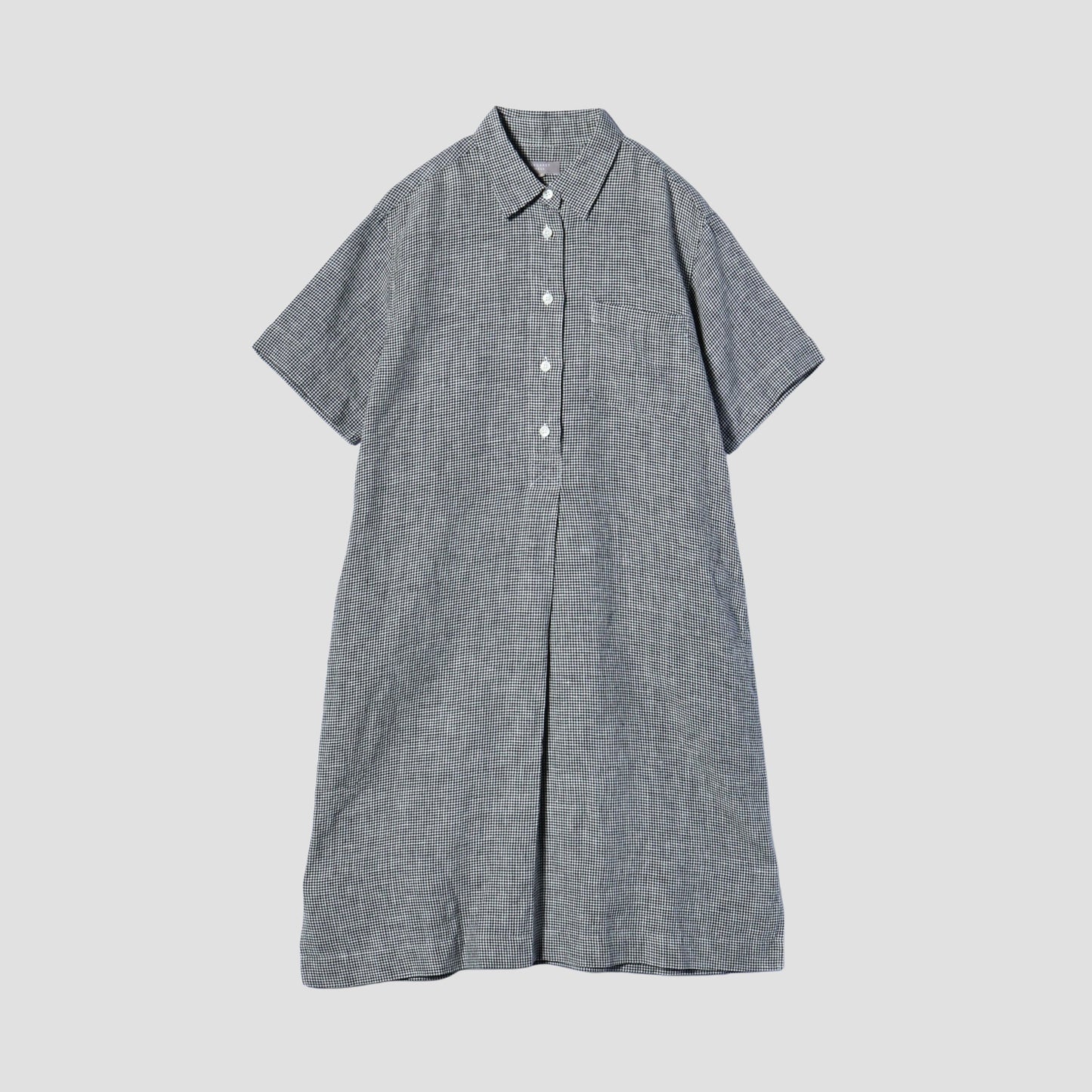BLACK&WHITE SHIRTING LINEN DRESS