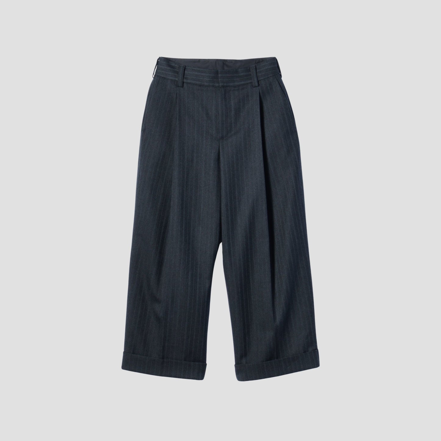 MORNING STRIPE WOOL TWILL TROUSERS