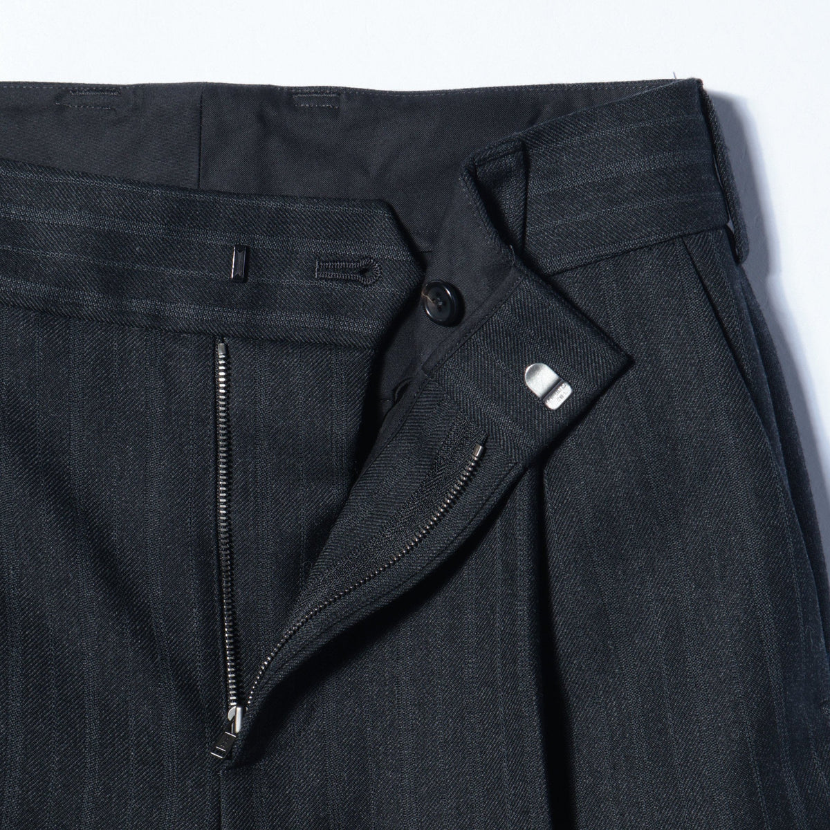 MORNING STRIPE WOOL TWILL TROUSERS