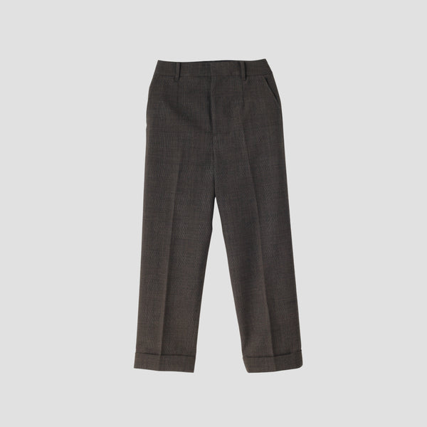 LARGE PRINCE OF WALES CHECK WOOL TROUSERS