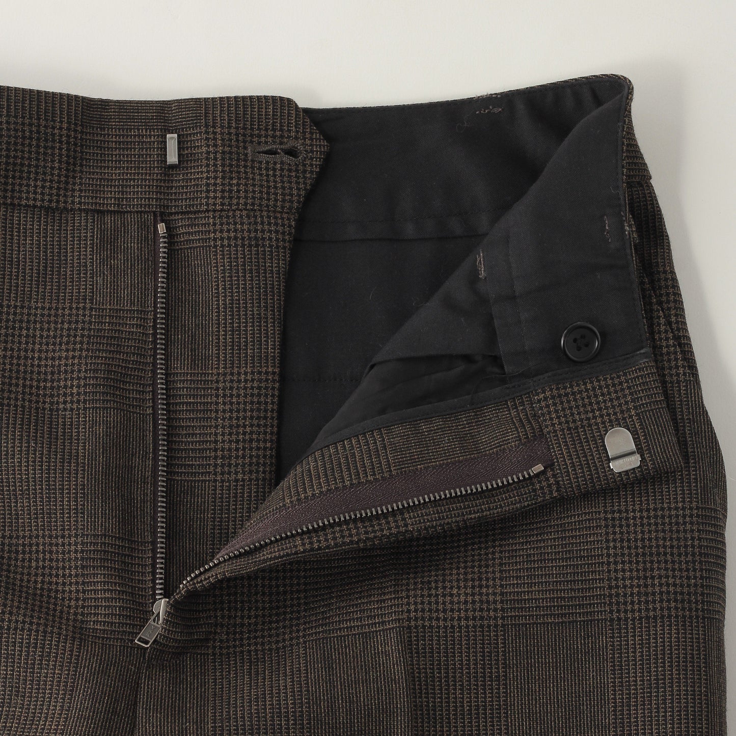 LARGE PRINCE OF WALES CHECK WOOL TROUSERS