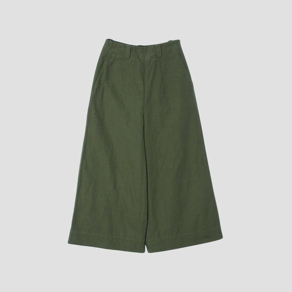 PLAIN WEAVE COTTON LINEN TROUSERS