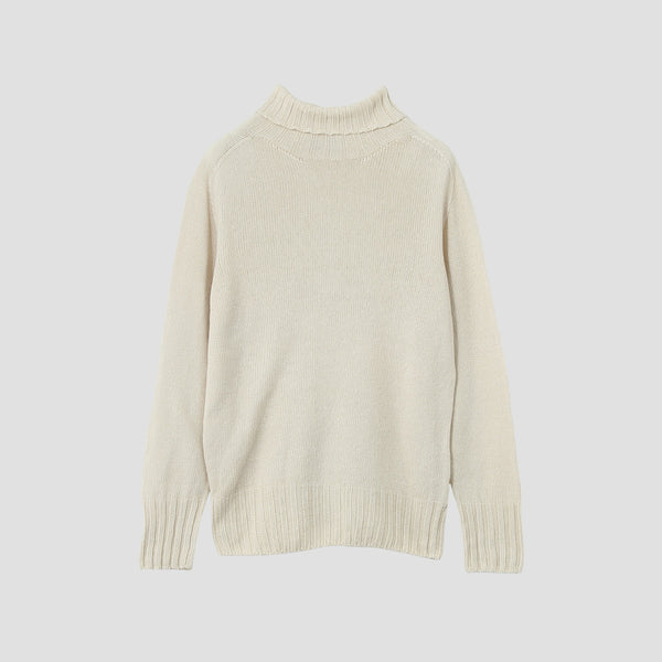 LINEN COTTON WIDE ROLL NECK KNIT