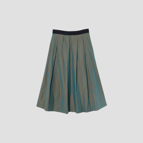 YARN DYED COTTON POPLIN SKIRT