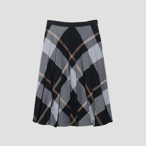LARGE CHECK WOOL BLEND SKIRT