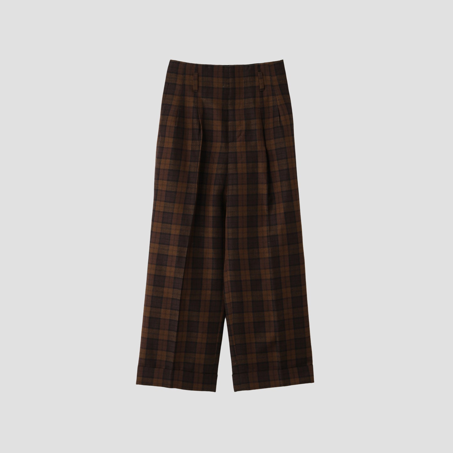 CHECK WOOL LINEN BLEND TROUSERS