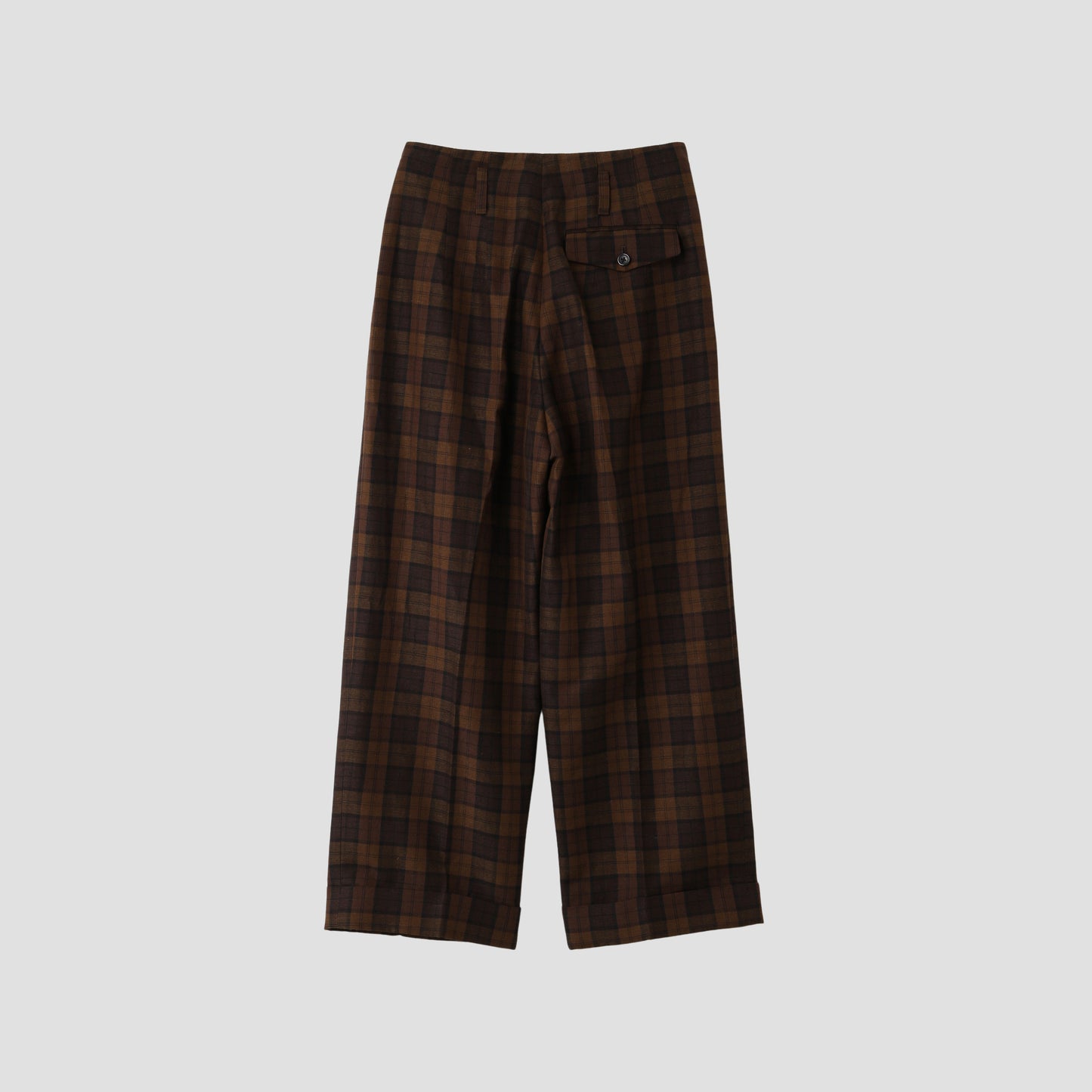 CHECK WOOL LINEN BLEND TROUSERS