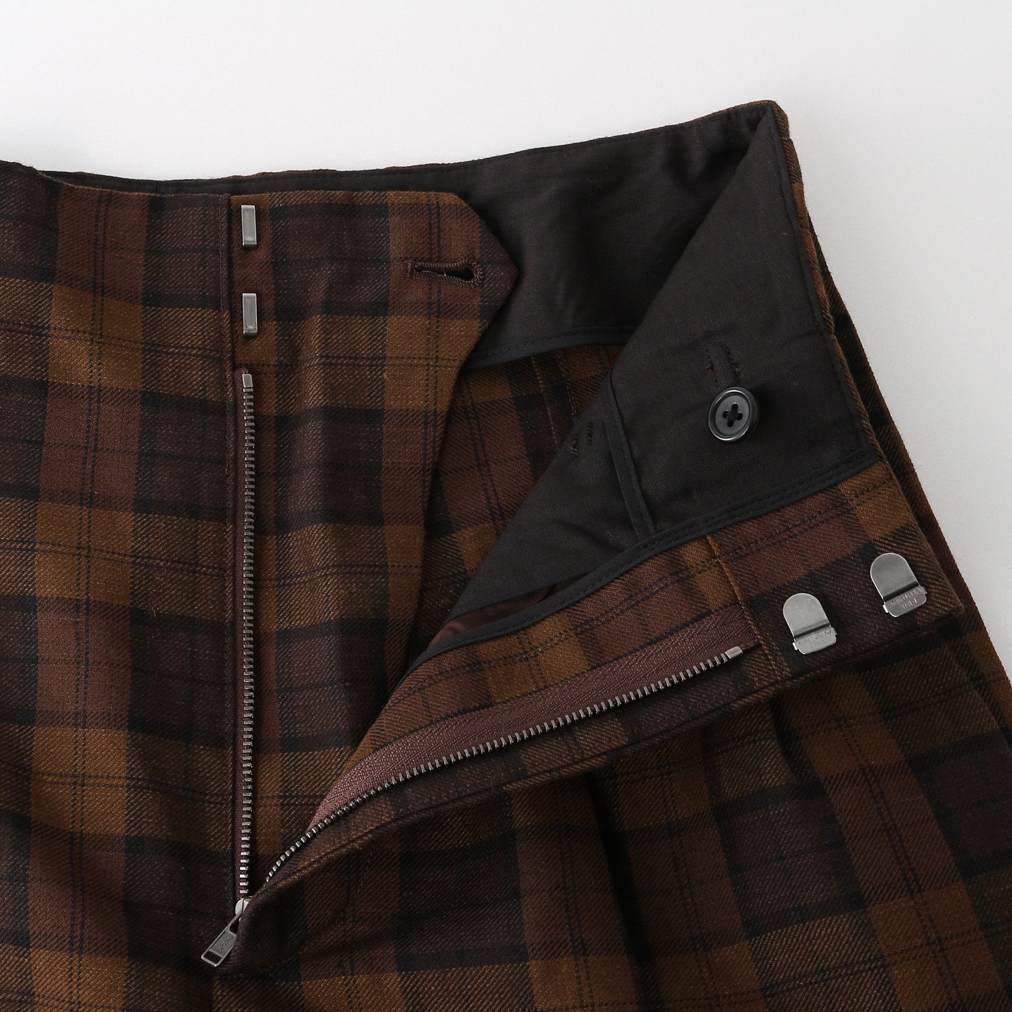 CHECK WOOL LINEN BLEND TROUSERS