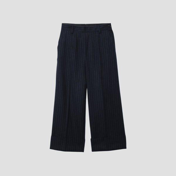 WORSTED WOOL PINSTRIPE TROUSERS