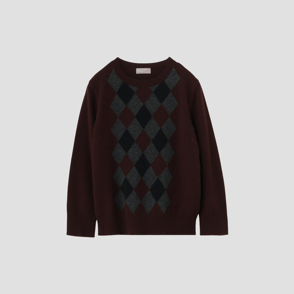 WOOL CASHMERE ARGYLE KNIT
