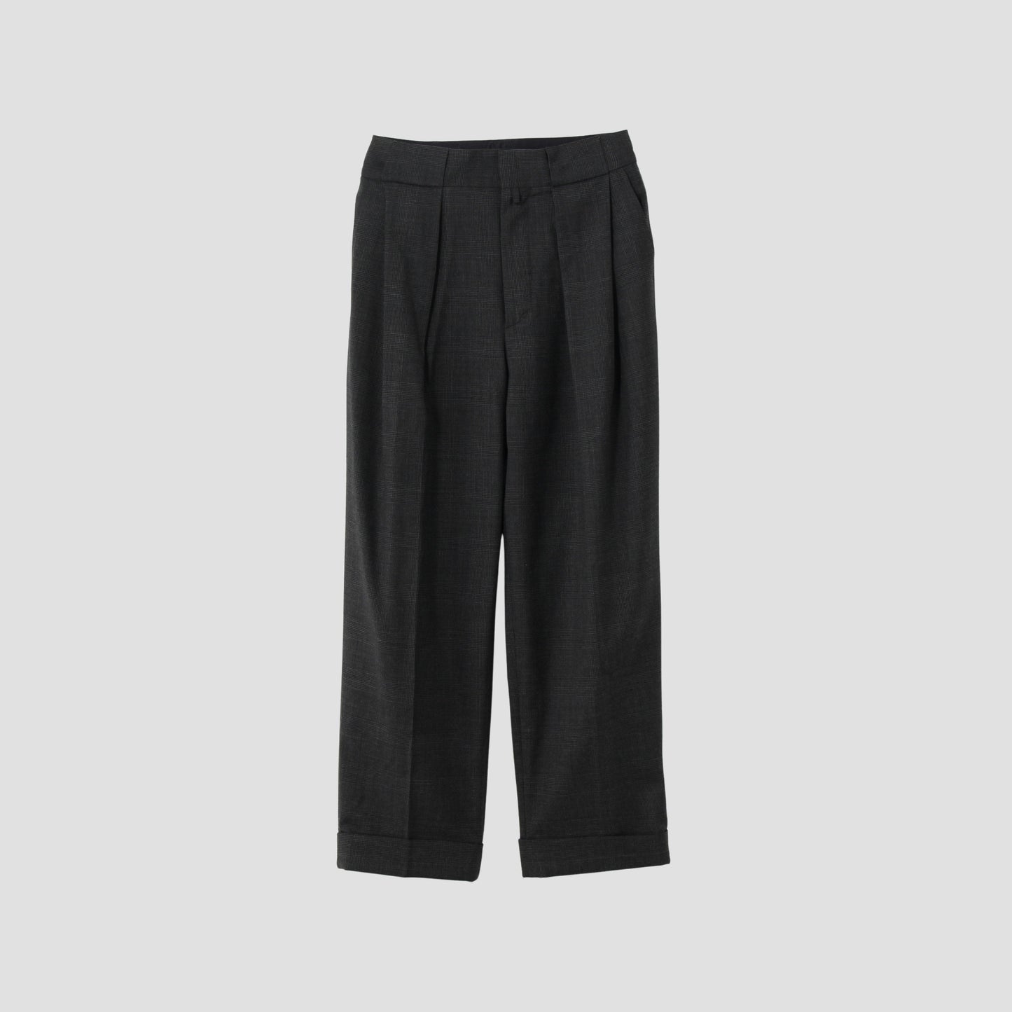FINE GLEN CHECK WOOL TROUSERS