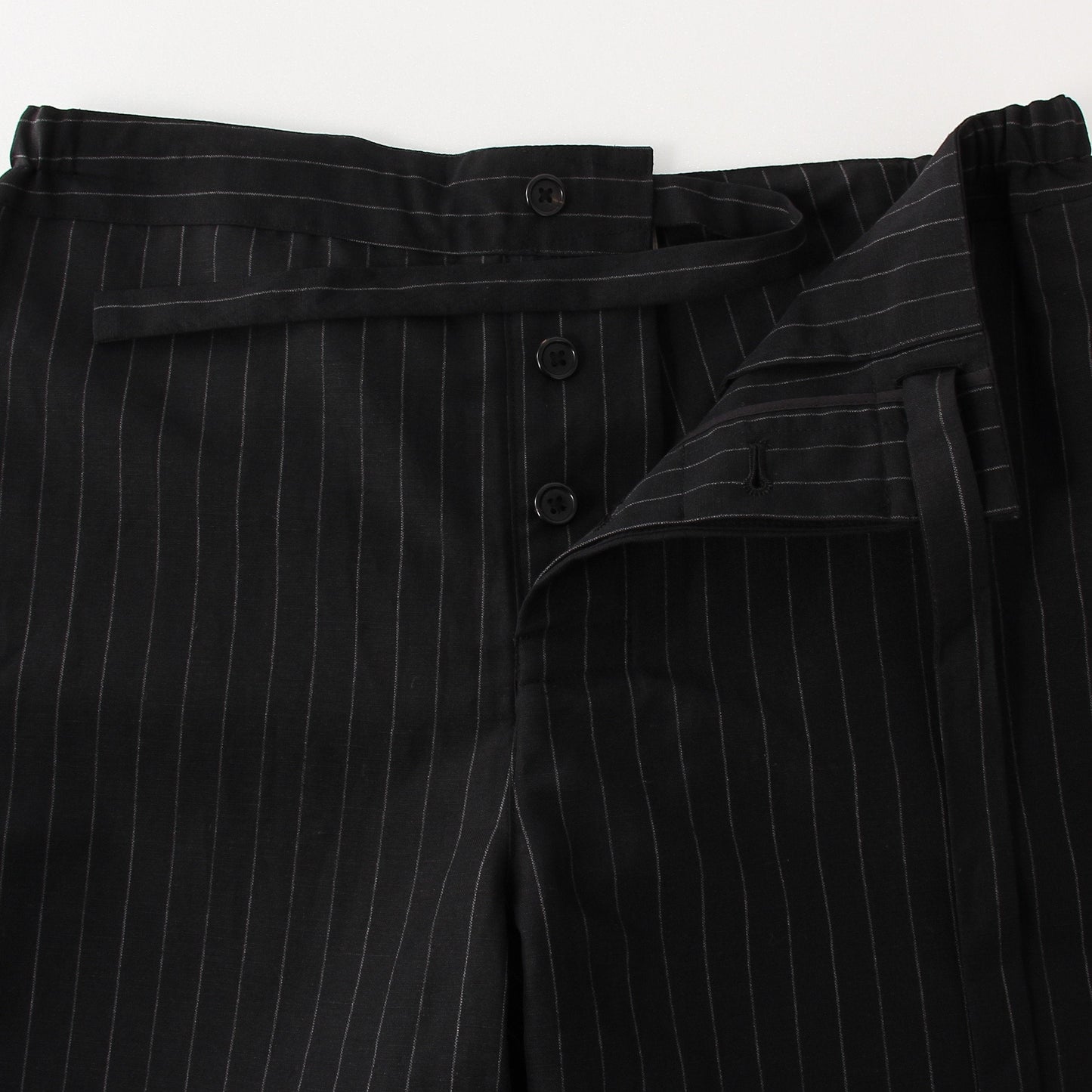 WOOL LINEN PINSTRIPE TROUSERS