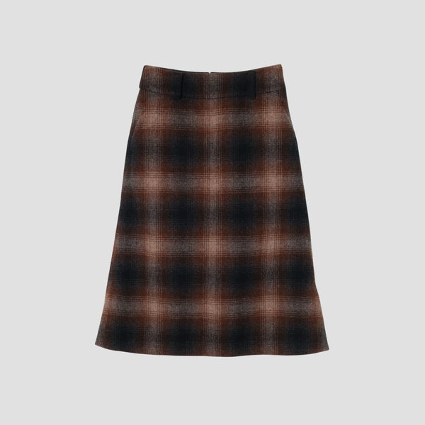 SHADOW CHECK WOOL SKIRT