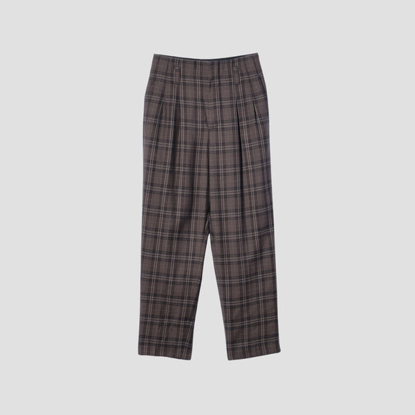 TONAL CHECK WOOL TROUSERS