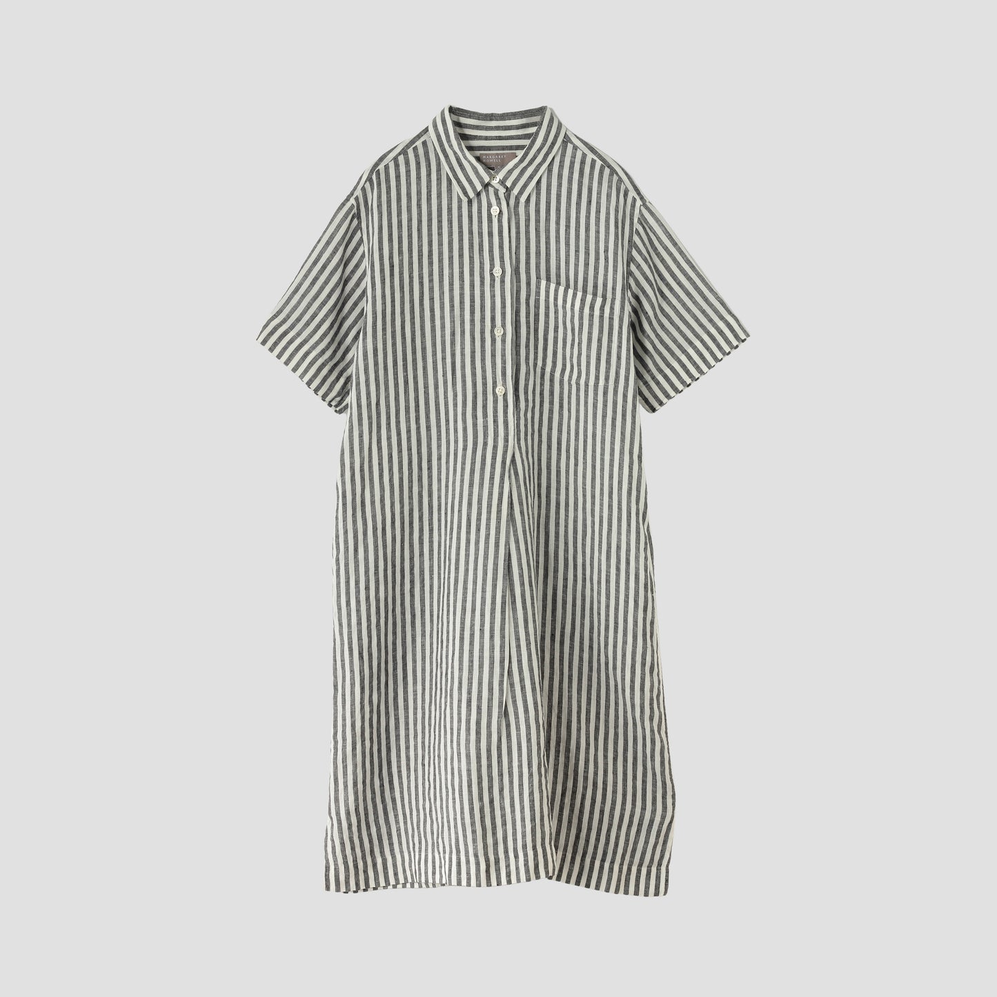 BLACK&WHITE SHIRTING LINEN DRESS