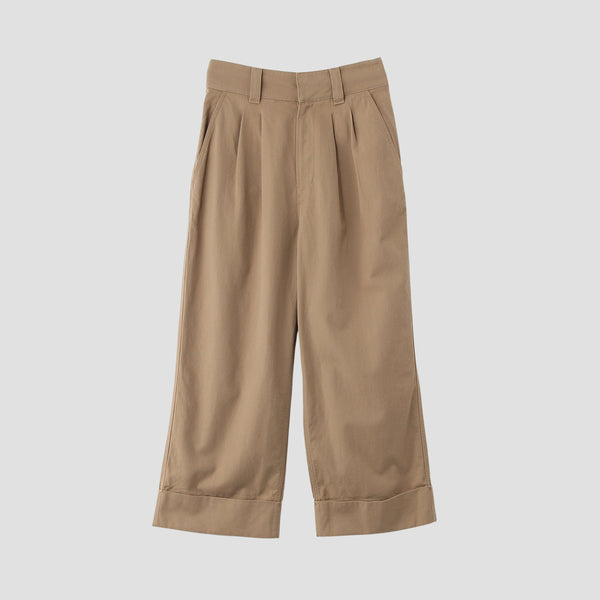 WOOL COTTON TWILL TROUSERS