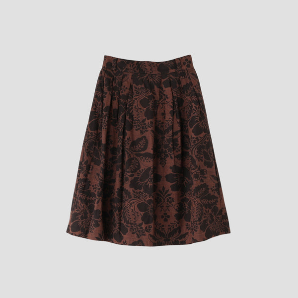 DAMASK COTTON LINEN TWILL SKIRT
