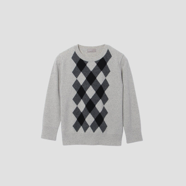 WOOL CASHMERE ARGYLE KNIT