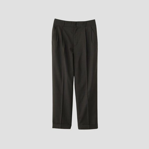 FINE CHECK WOOL TROUSERS