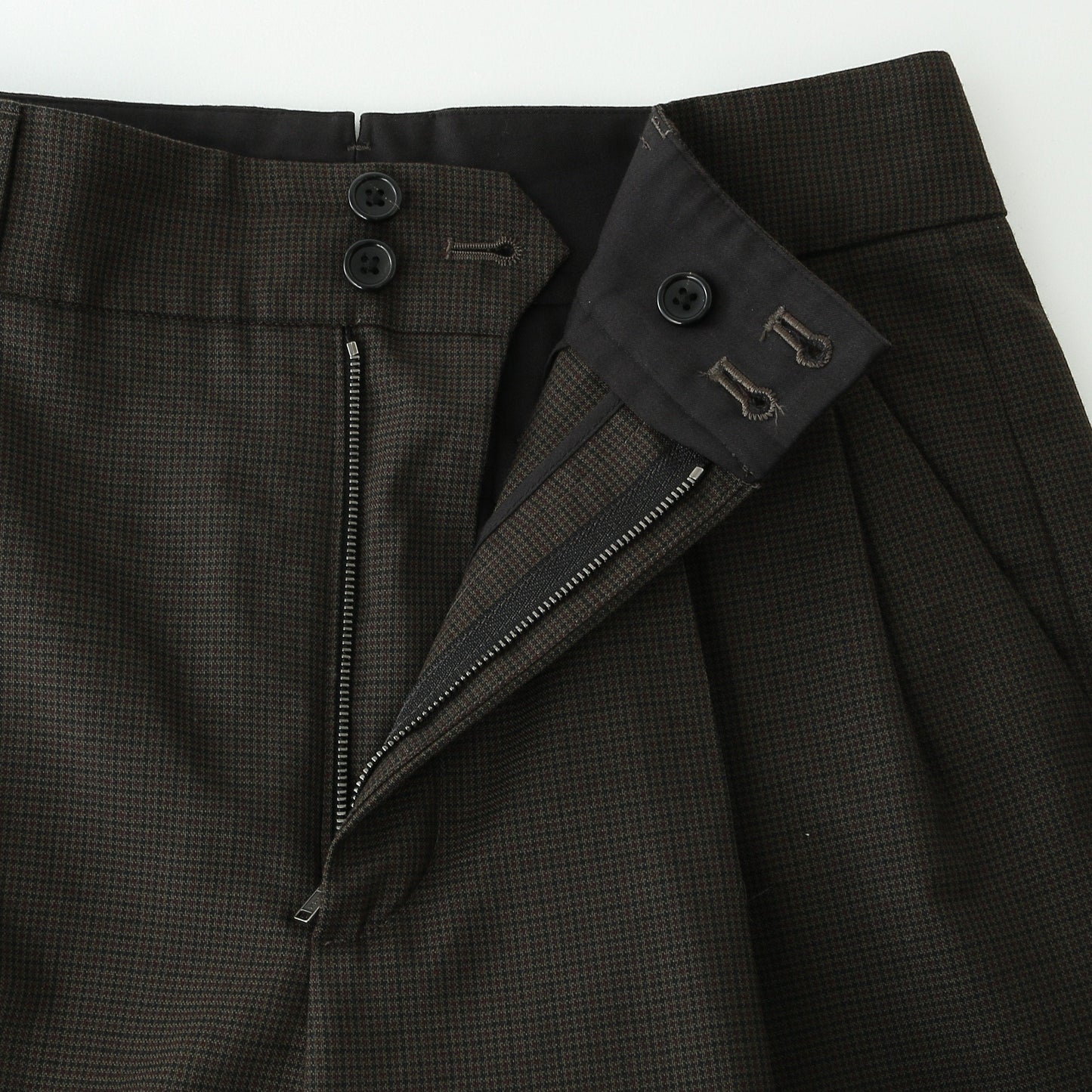 FINE CHECK WOOL TROUSERS