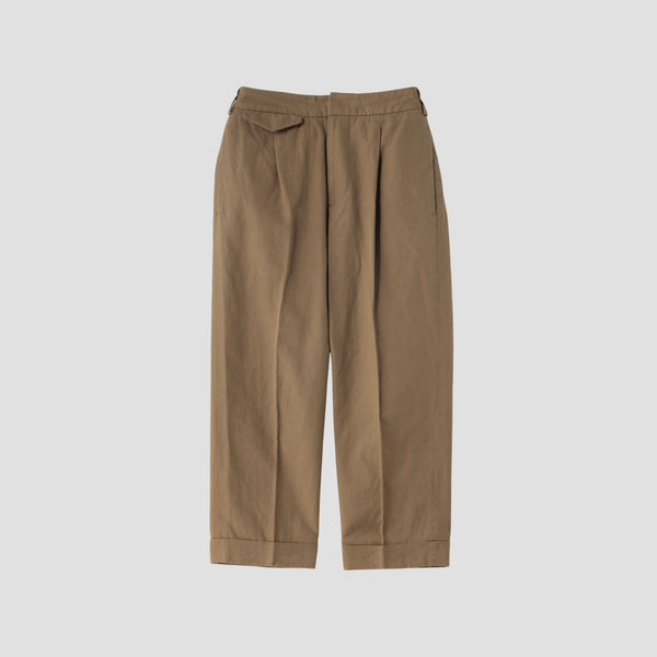 COTTON LINEN PLAIN WEAVE TROUSERS