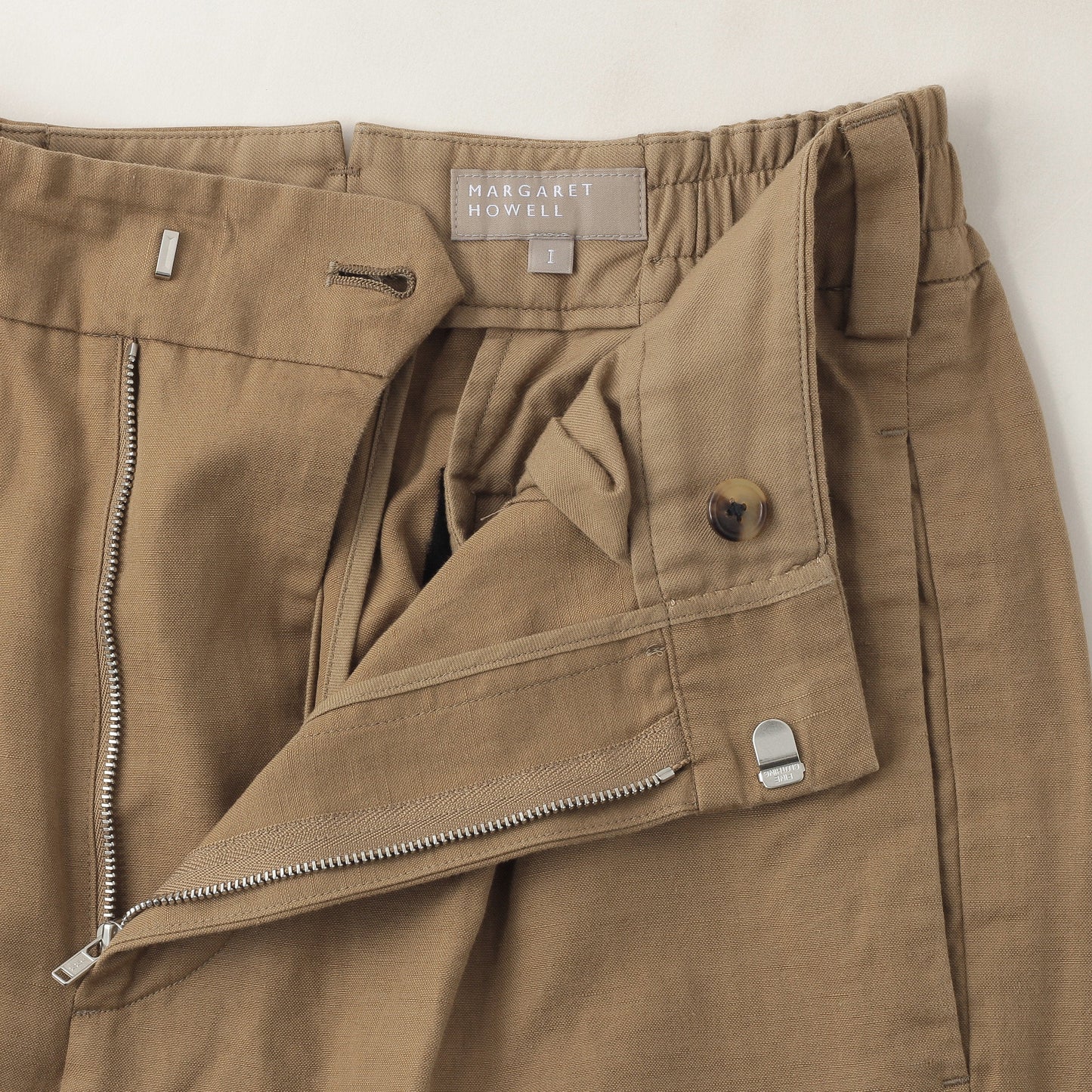 COTTON LINEN PLAIN WEAVE TROUSERS