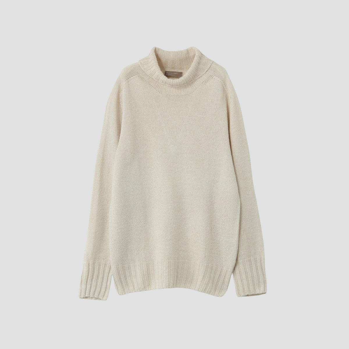 LINEN COTTON WIDE ROLL NECK KNIT