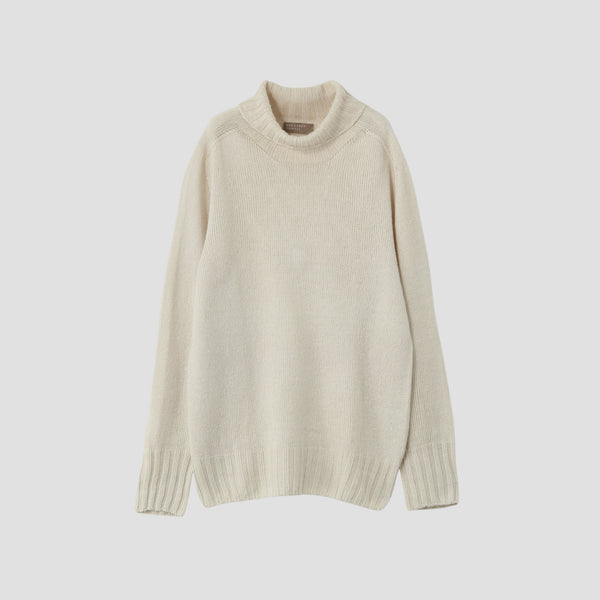 LINEN COTTON WIDE ROLL NECK KNIT