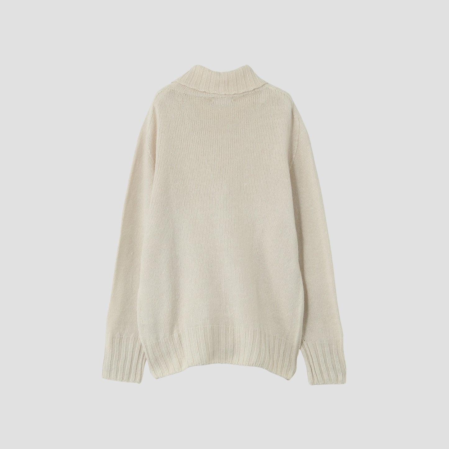 LINEN COTTON WIDE ROLL NECK KNIT