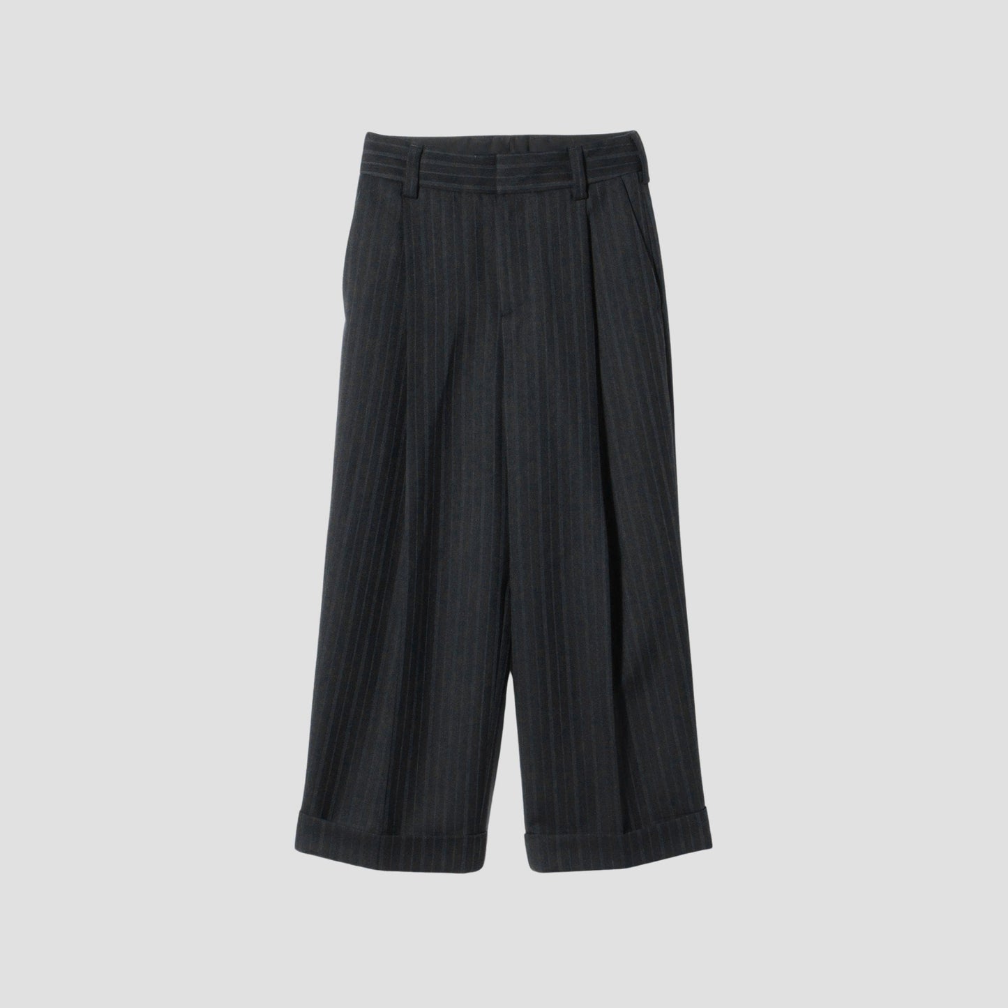 MORNING STRIPE WOOL TWILL TROUSERS