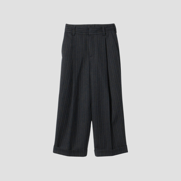 MORNING STRIPE WOOL TWILL TROUSERS