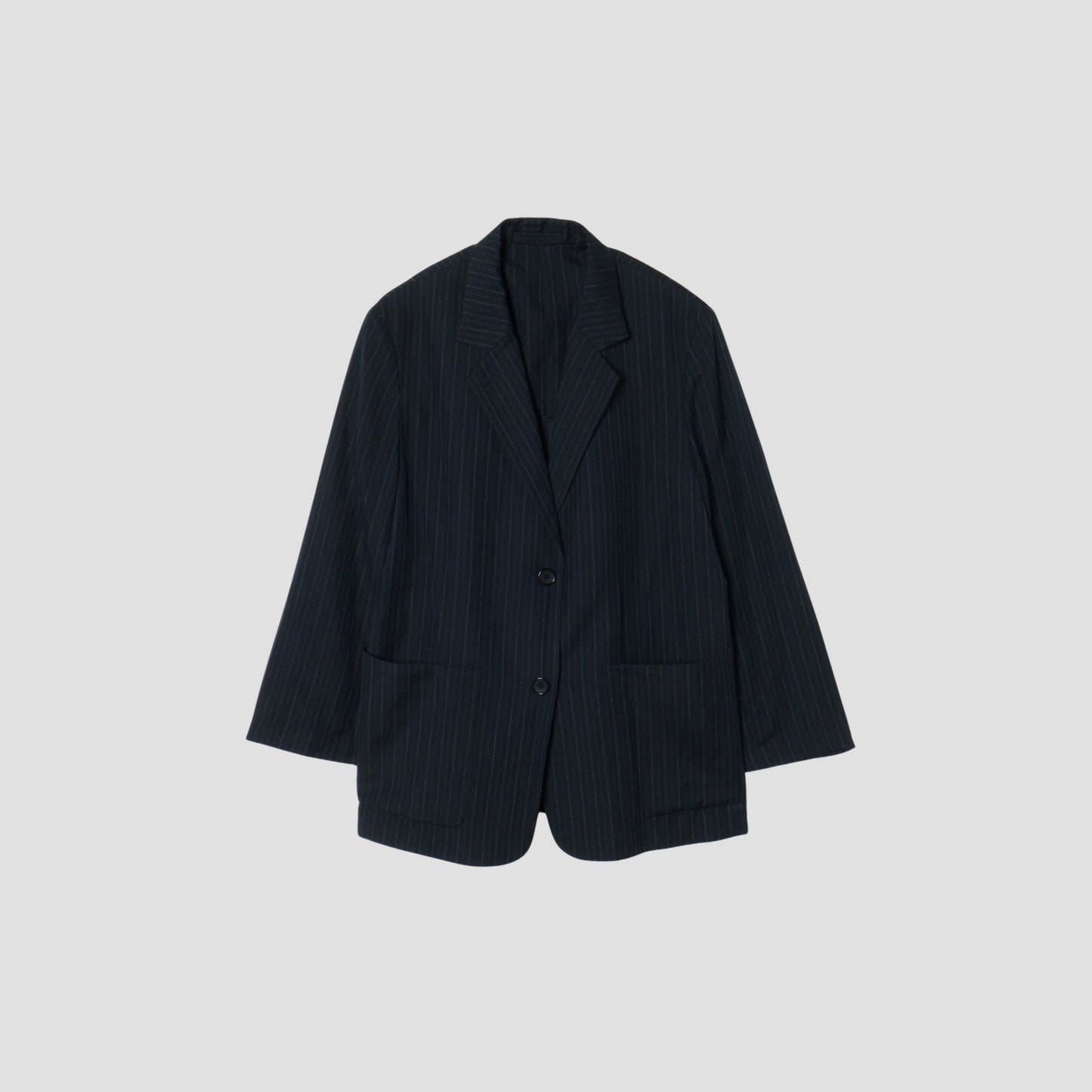 CHALK STRIPE LINEN WOOL JACKET