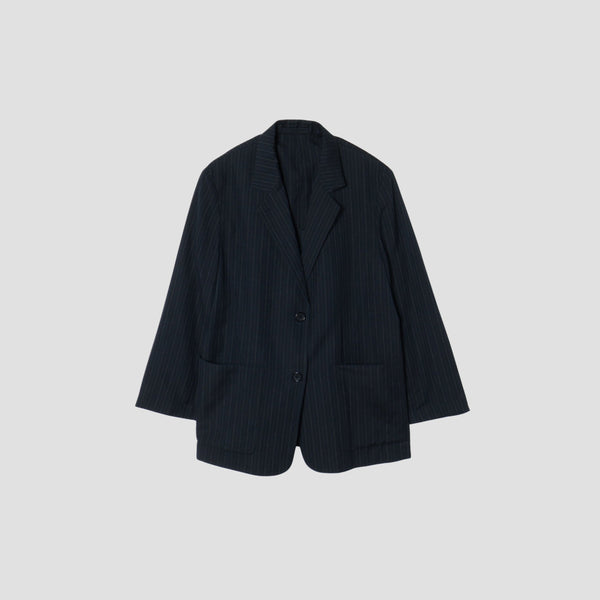 CHALK STRIPE LINEN WOOL JACKET