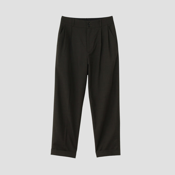 FINE CHECK WOOL TROUSERS