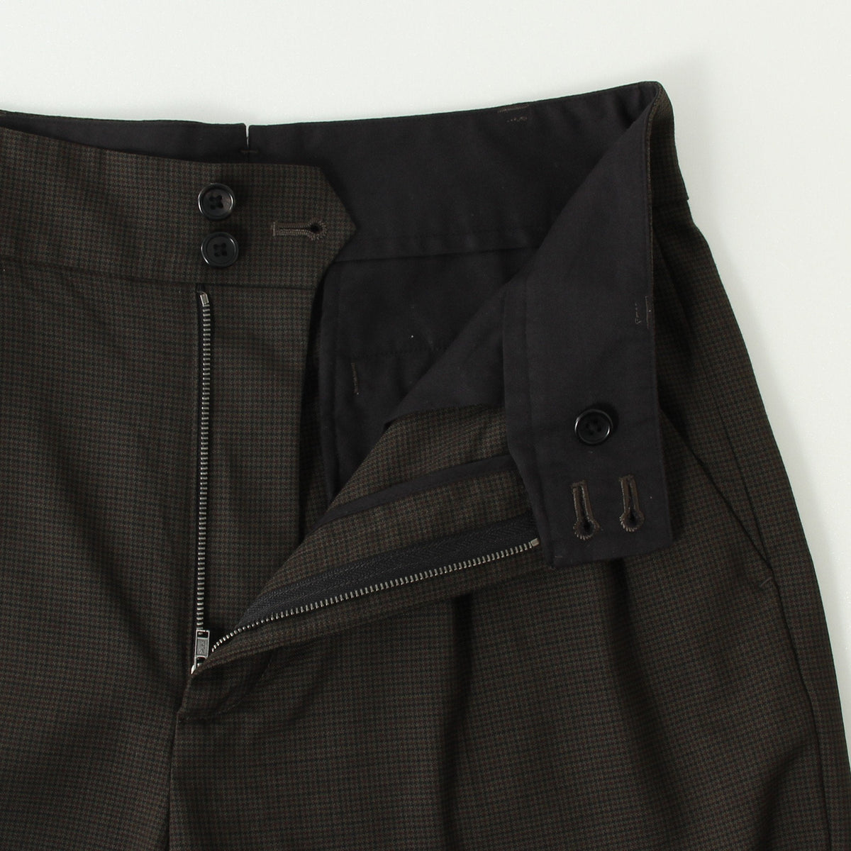 FINE CHECK WOOL TROUSERS