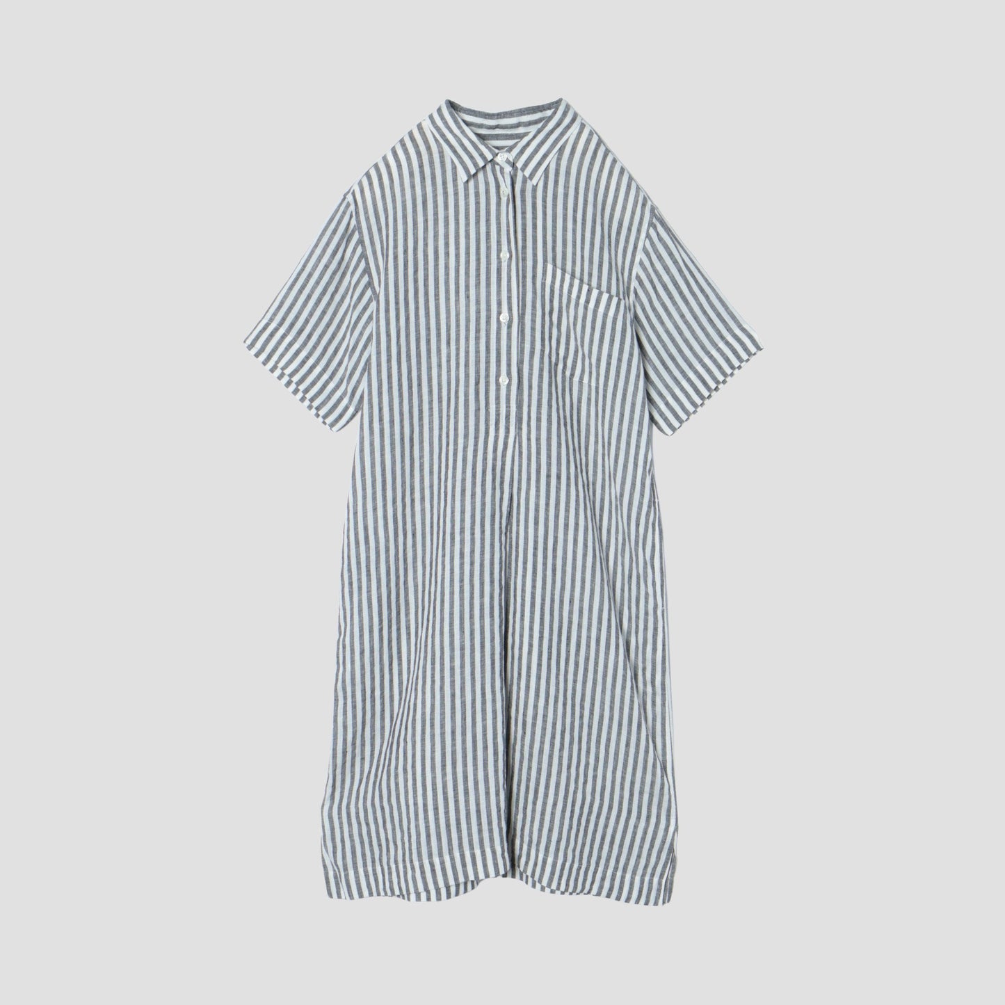 BLACK&WHITE SHIRTING LINEN DRESS